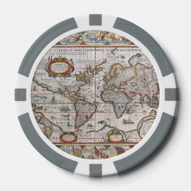 Carte du monde antique jetons de poker personnalis (Recto)