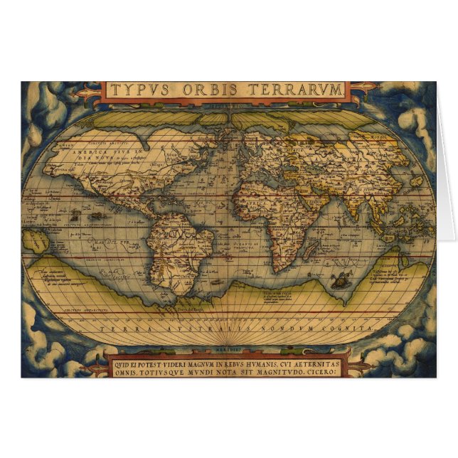 Carte du monde Antique Ortelius Europe Voyage (Devant horizontal)