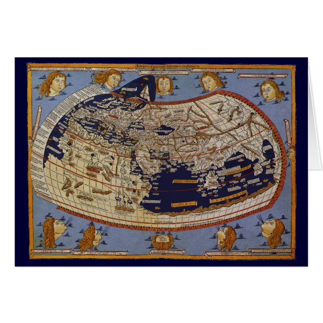 Carte du monde antique Ptolémée, Johannes d'Arnshe (Devant horizontal)