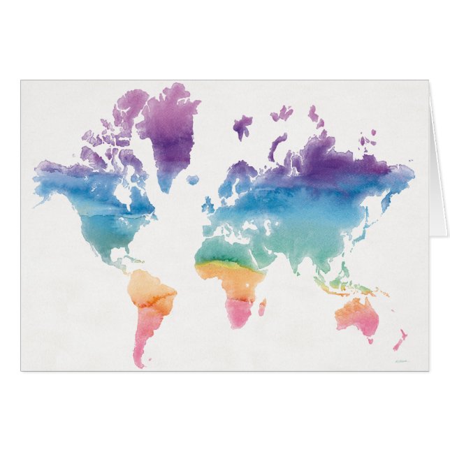 Carte du monde aquarelle (Devant horizontal)