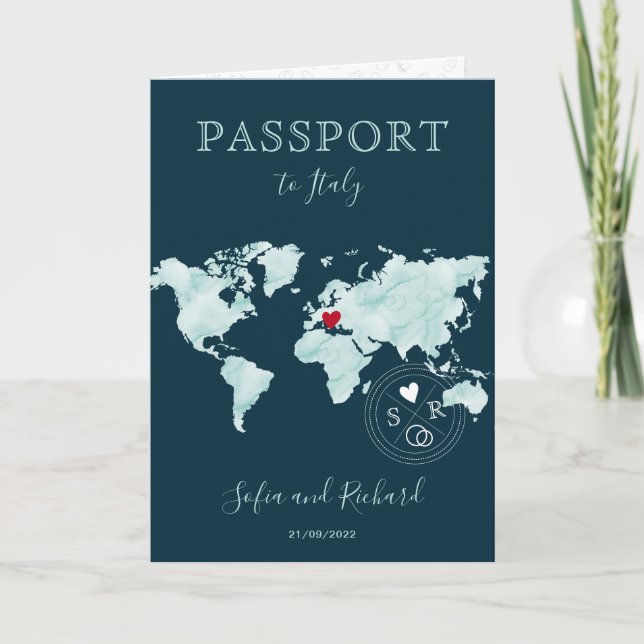 Carte du monde aquarelle de destination de mariage (Devant)