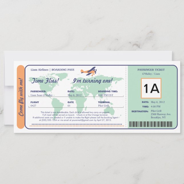 Carte du monde Billet d'entrée d'embarquement (Devant)