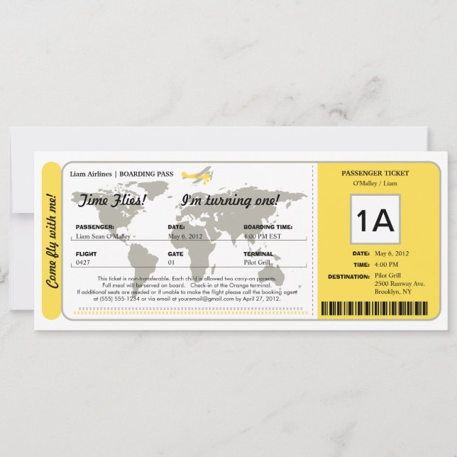 Carte du monde Billet d'entrée d'embarquement (Devant)