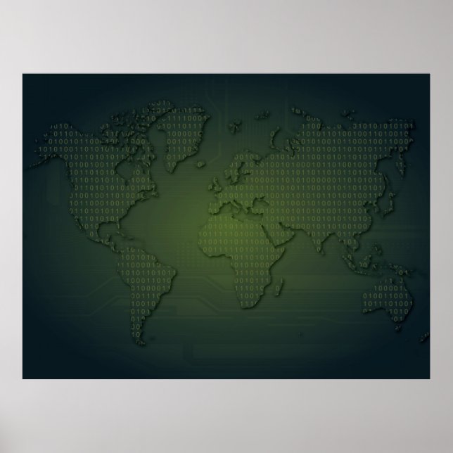Carte du monde binaire XLarge Poster (Devant)