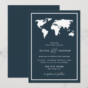 Carte du monde bleu foncé   Élégant Mariage de thè