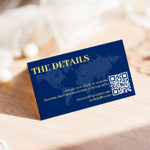 Carte du monde bleu QR Code Détails du Mariage