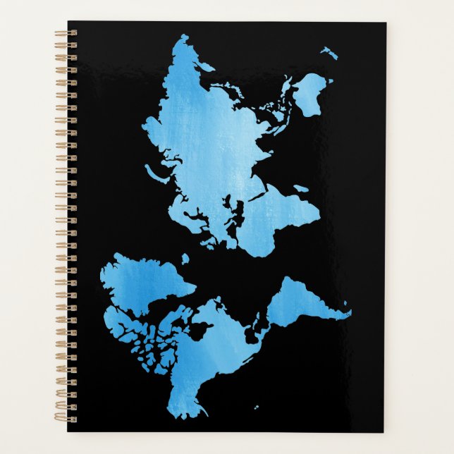 Carte du monde bleue minimale Art aquarelle (Devant)