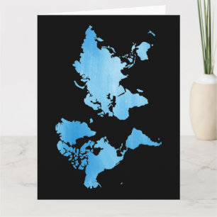 Carte du monde bleue minimale Art aquarelle