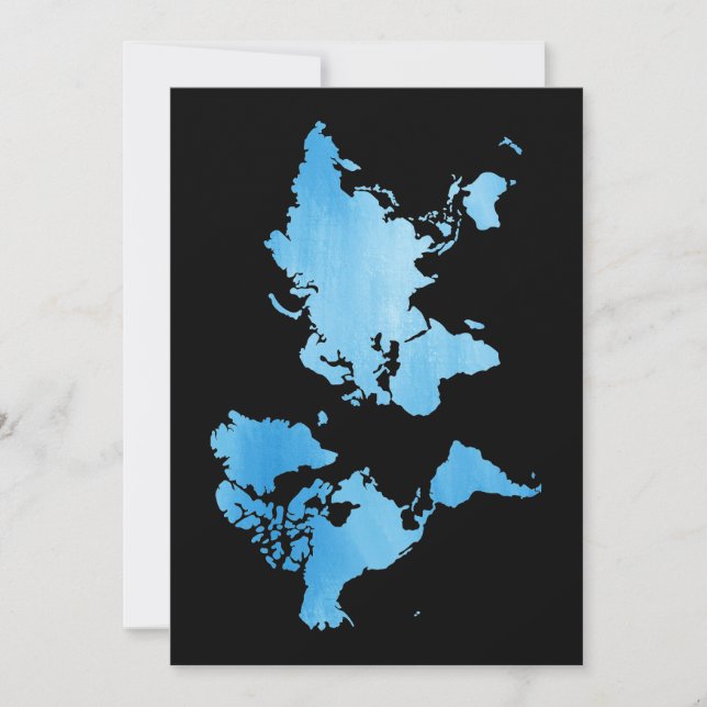 Carte du monde bleue minimale Art aquarelle (Devant)