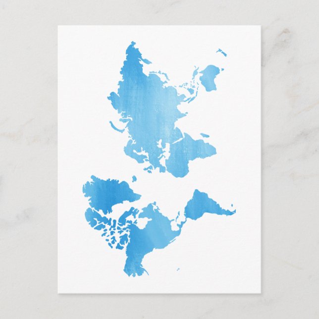 Carte du monde bleue minimale Art aquarelle (Devant)