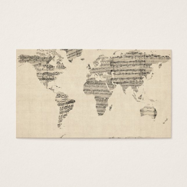 Carte du Monde Carte de Vieux Partitions Musique (Devant)
