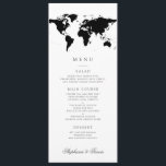 Carte du monde Couleurs modifiables en noir blanc<br><div class="desc">Carte du monde carte de voyage thème de menu modèle avec des couleurs et des polices modifiables pour que vous puissiez correspondre à votre lieu de mariage ou de thème de destination. La couleur arrière - plan sur l'avant et l'arrière, ainsi que les polices, peuvent être modifiées pour correspondre à...</div>