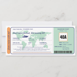 Carte du monde Croisière Carte du billet d'embarqu