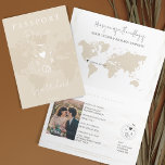 Carte du monde de Blush Passport Destination maria<br><div class="desc">Carte du monde rose vif moderne et simple Invitation Mariage Destination,  comme passeport</div>
