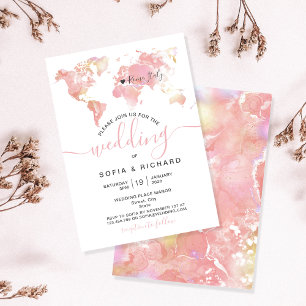 Carte du monde de destination de mariage Invitatio