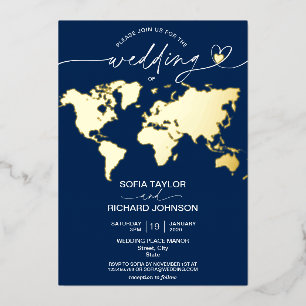 Carte du monde de destination de mariage Typograph