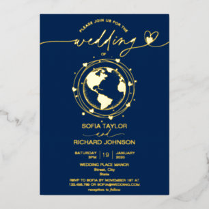 Carte du monde de destination de mariage typograph