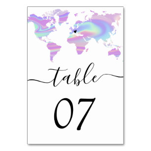Carte du monde de destination Mariage holographiqu