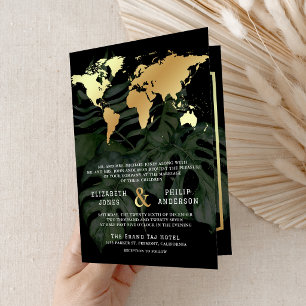 Carte du monde de destination tropicale Or noir Ma