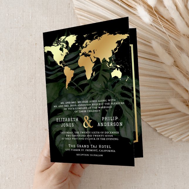 Carte du monde de destination tropicale Or noir Ma (Outside)