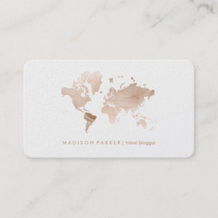 Carte du monde de Faux Light Gold en blanc