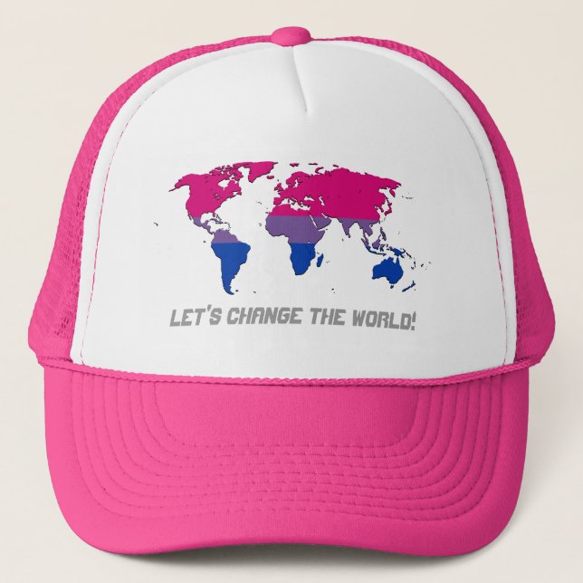 Carte du monde de la fierté bisexuelle Casquette (Devant)