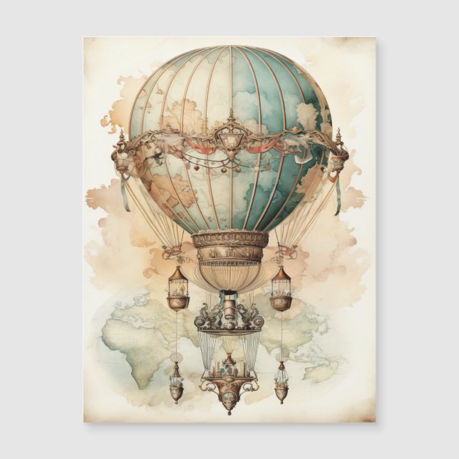 Carte du monde de l'aéronef bleu antique Explorate (Devant)