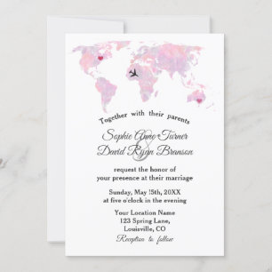 Carte du monde de l'aquarelle de mariage de destin