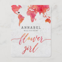 Carte du monde de l'aquarelle Serez-vous ma fille 
