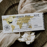 Carte du monde de mariage de destination de la car<br><div class="desc">Billet mariage de pass d'embarquement avec une élégante carte du monde de destination de feuille d'or, boussole, avion, un modèle d'invitation de mariage personnalisé, et une section rsvp. VEUILLEZ NOTER : Vos invités devront couper la partie rsvp de l'invitation et vous renvoyer dans une enveloppe séparée (non fournie). La section...</div>