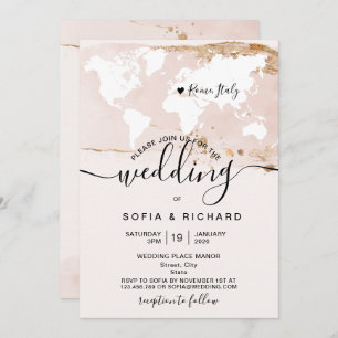 Carte du monde de mariage de destination simple Aq