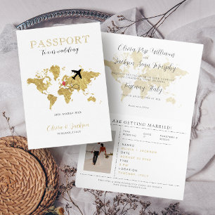 Carte du monde de passeport doré pour mariage de d