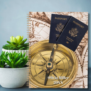Carte du monde de voyage Passeport Boussole Élégan