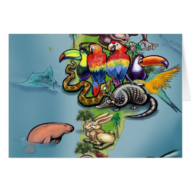 Carte du monde des animaux d'Amérique du Sud (Devant horizontal)