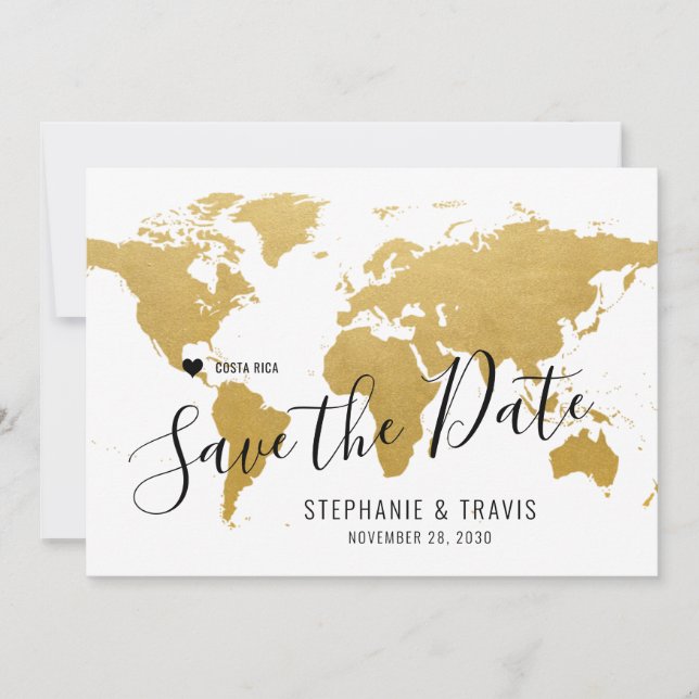 Carte du monde des destinations de mariage en or a (Devant)