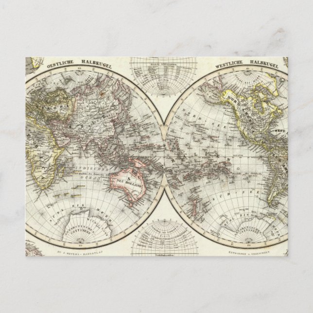 Carte du monde double hémisphère (Devant)