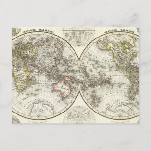 Carte du monde double hémisphère