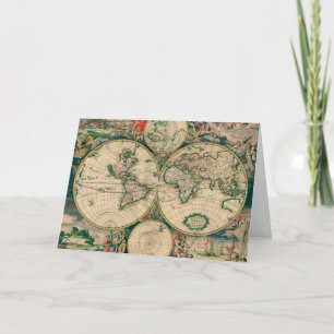 Carte du monde du 17e siècle sur carte de vœux