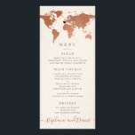 Carte du monde du cuivre et du tang Carte du coeur<br><div class="desc">Carte de voyage unique en cuivre, bronze et brun gingembre carte du monde carte avec un coeur mobile et amovible pour que vous puissiez épingler votre lieu de mariage ou le thème de destination, ou le supprimer entièrement pour un thème de voyage global ou général. La couleur arrière - plan...</div>