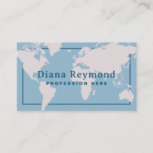 Carte du monde Élégant Carte de visite bleu clair