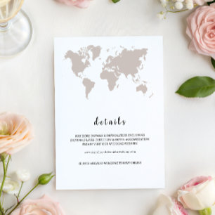 Carte du monde élégante détails de mariage