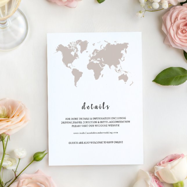 Carte du monde élégante détails de mariage (Créateur téléchargé)