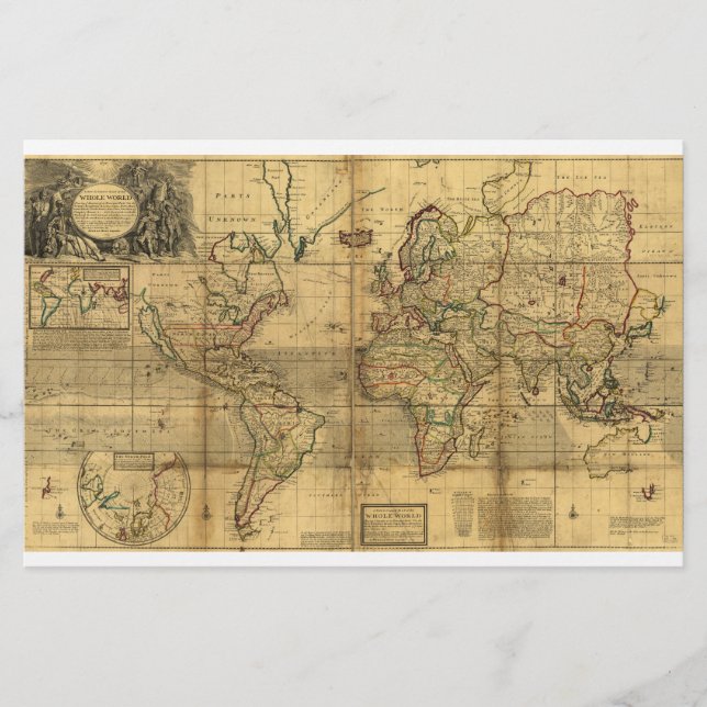 Carte du monde entier par Herman Moll (1719) (Devant)