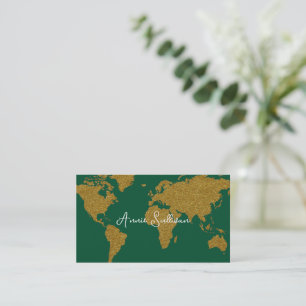 Carte du monde Faux Gold Agent de voyage Emerald G