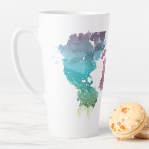 Carte du monde géométrique colorée Latte Mug - ten