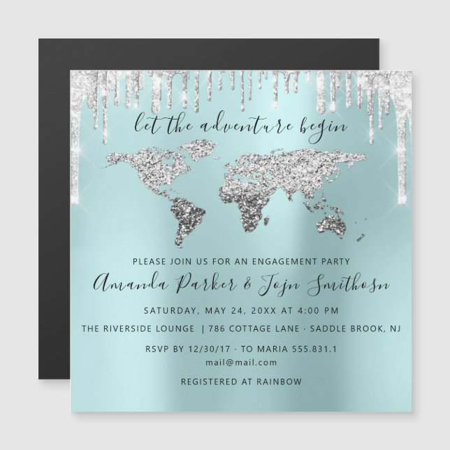 Carte du monde Globe Mariage de mariage (Devant / Derrière)