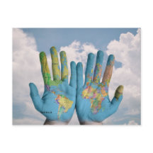 Carte du monde inhabituelle Atlas Mains Art modern