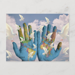 Carte du monde inhabituelle Dove Paix Atlas Mains 