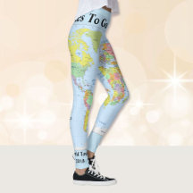 Carte du monde Leggings VOTRE NOM Yoga Pants S to