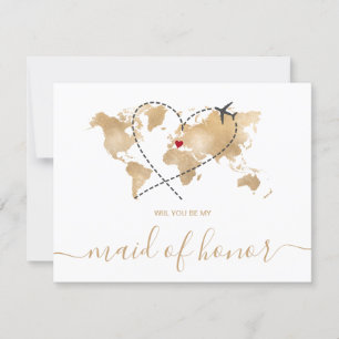 Carte du Monde L'or vous serez ma femme d'honneur 